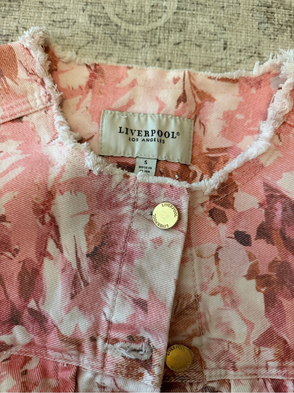 Liverpool Pink Floral Print Denim Jacket - Picture 2 of 2